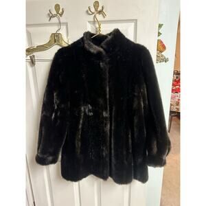 VNT 60s Tissavel Of France Faux Fur Brown Jacket Coat, Med Women USA Union 44w
